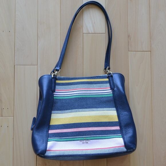 Kate Spade Jackson Boardwalk Stripe Shoulder Bag with Structured Design - Picture 1 of 5